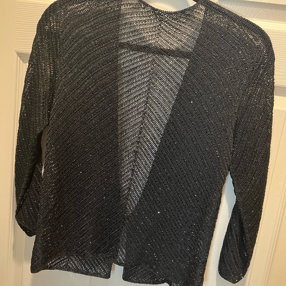 Open Knit subtle Jet black Beads special occasion jacket L